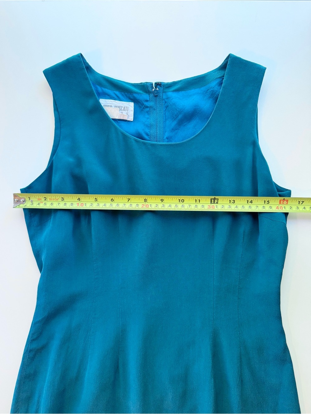 Hugo Buscati Teal Silk Sheath Dress - Picture 6 of 8